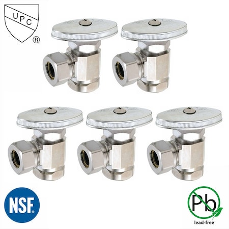 1/2 Inch FIP X 1/2 Inch Slip Joint Multi Turn Brass Angle Stop